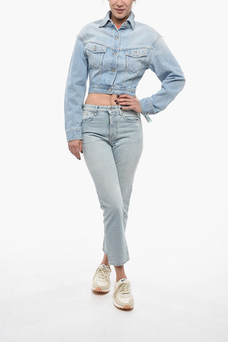 Light Washed BLEACH Straight Fit Denim Pants 17cm