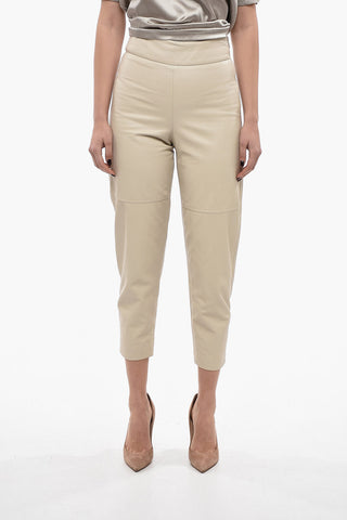High-waisted Leather Pants with Side Zip