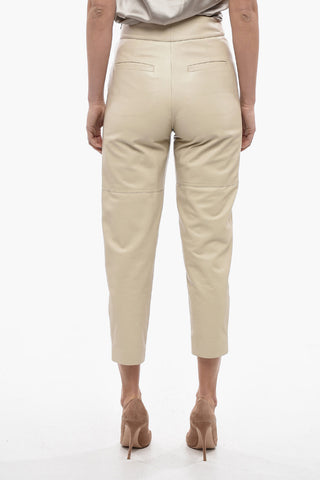 High-waisted Leather Pants with Side Zip