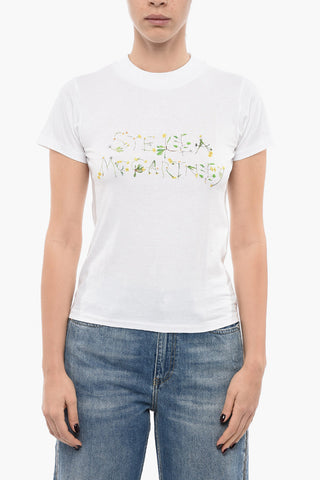 Crew Neck THE DANDELION T-Shirt with Embroidered Logo
