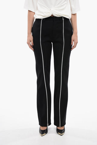 Front Zip Wool Blend Pants