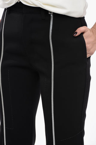 Front Zip Wool Blend Pants