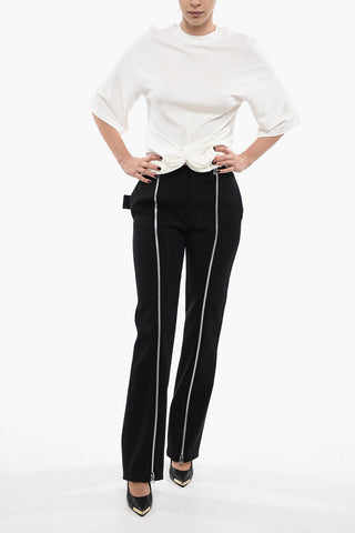Front Zip Wool Blend Pants