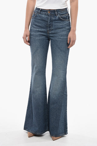High-waisted Mid Wash Flared Fit Denims 34cm