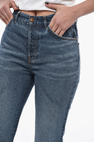 High-waisted Mid Wash Flared Fit Denims 34cm