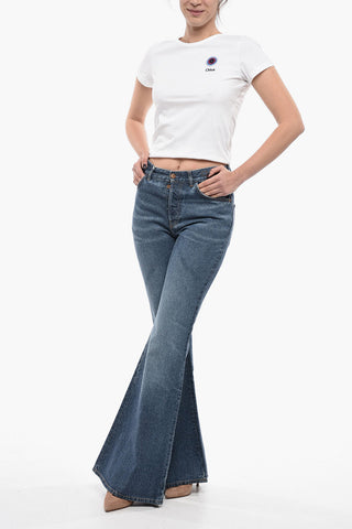 High-waisted Mid Wash Flared Fit Denims 34cm