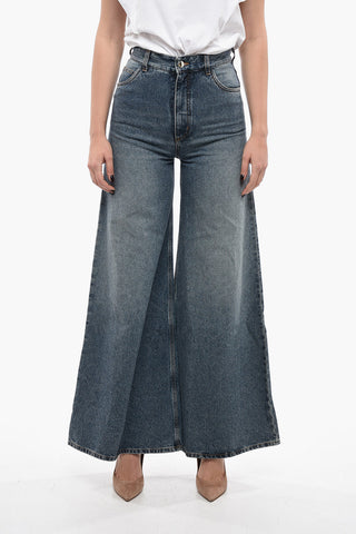 Cotton Blend Palazzo Denims with Belt Loops 32cm