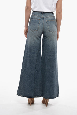 Cotton Blend Palazzo Denims with Belt Loops 32cm