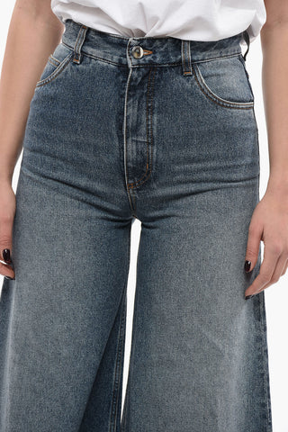 Cotton Blend Palazzo Denims with Belt Loops 32cm