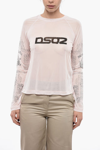 Long-sleeved Mesh T-Shirt with Front Logo
