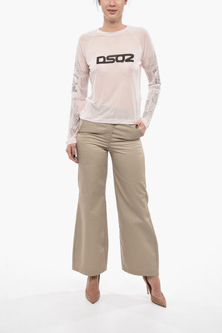Long-sleeved Mesh T-Shirt with Front Logo