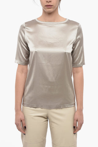 Silk T-shirt with Glittery Crewneck