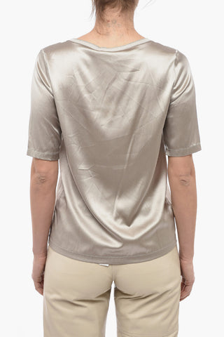 Silk T-shirt with Glittery Crewneck