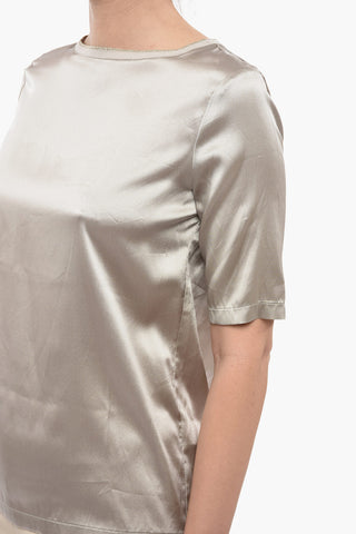 Silk T-shirt with Glittery Crewneck