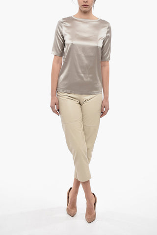 Silk T-shirt with Glittery Crewneck