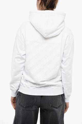 Brushed Cotton Hoodie With Tone On Tone Print