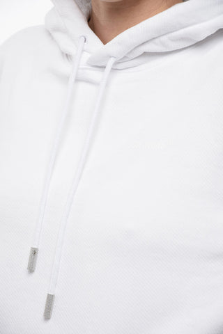 Brushed Cotton Hoodie With Tone On Tone Print