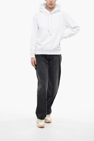 Brushed Cotton Hoodie With Tone On Tone Print