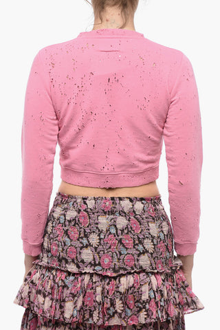 MM6 Destroyed Design Crew Neck Crop Sweatshirt