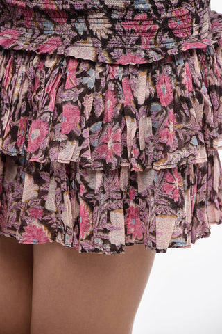 Floral Print NAOMI Mini-skirt With Ruffles