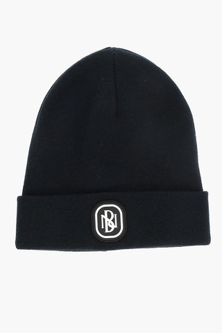 Beanie in Cotone e Cashmere con Monogram in Rilievo