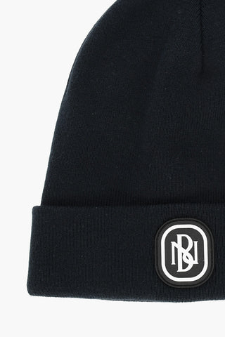 Beanie in Cotone e Cashmere con Monogram in Rilievo