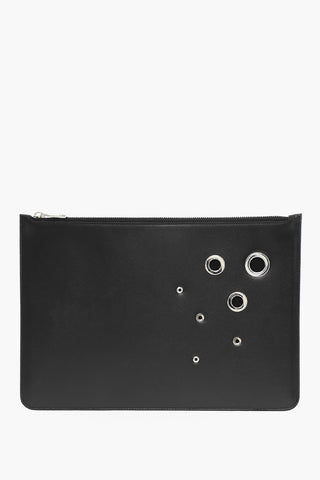 Leather Pouch with Eyelets Details