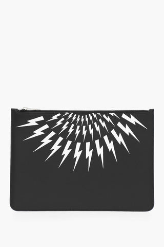 Leather FAIRISLE THUNDERBOLT Pouch With Zipped Closure