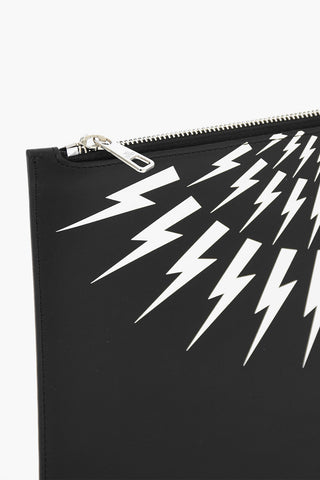 Leather FAIRISLE THUNDERBOLT Pouch With Zipped Closure