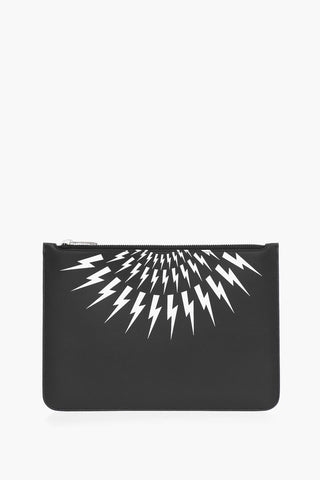 Leather FAIRISLE THUNDERBOLT Pouch With Zipped Closure