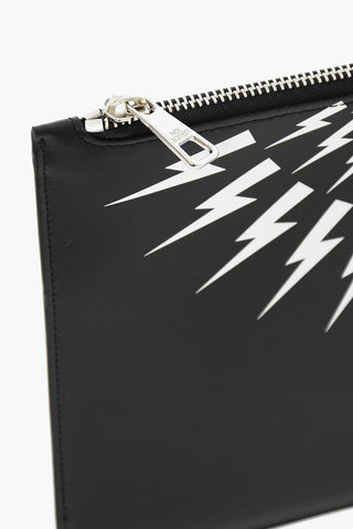 Leather FAIRISLE THUNDERBOLT Pouch With Zipped Closure