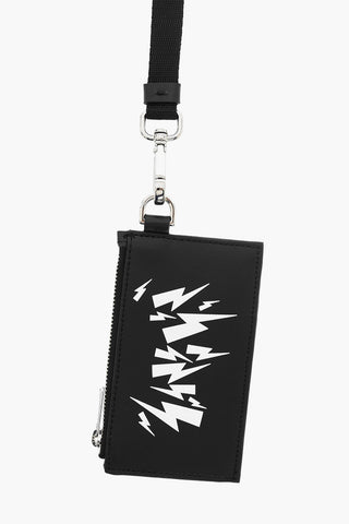 Leather CHAOTIC BOLT Card Holder with Removable Shoulder Strap