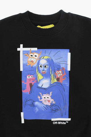 Cotton Crewneck Sweatshirt MONSTERLISA With Maxi Front Print
