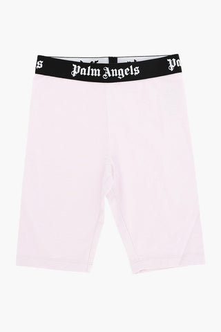 Solid Color Cyclist Shorts with Logo Drawstring Waist