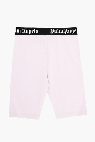 Solid Color Cyclist Shorts with Logo Drawstring Waist