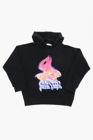 Brushed Cotton Hoodie with Flame Print