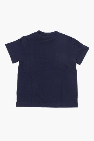 Solid Color Crew-neck T-Shirt with Crocodile Print