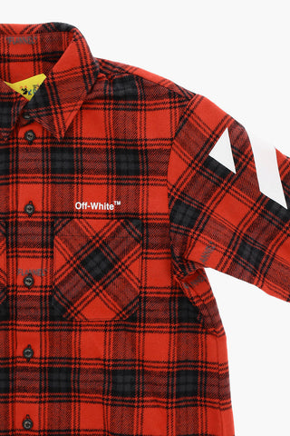 Tartan Motif Flannel Shirt with Double Breast Pocket
