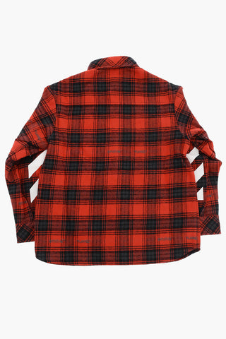 Tartan Motif Flannel Shirt with Double Breast Pocket