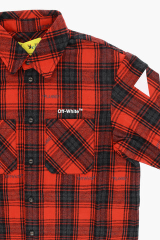 Tartan Motif Flannel Shirt with Maxi Logo Print