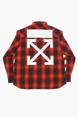 Tartan Motif Flannel Shirt with Maxi Logo Print