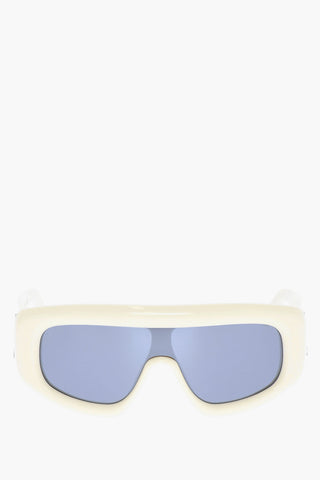 Solid Color CARMEL Shield Sunglasses with Silver Details