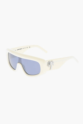 Solid Color CARMEL Shield Sunglasses with Silver Details
