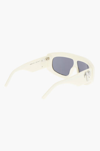 Solid Color CARMEL Shield Sunglasses with Silver Details
