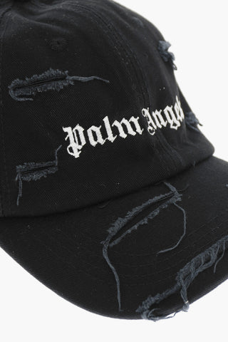 Distressed Effect Baseball Cap with Embroidered Logo