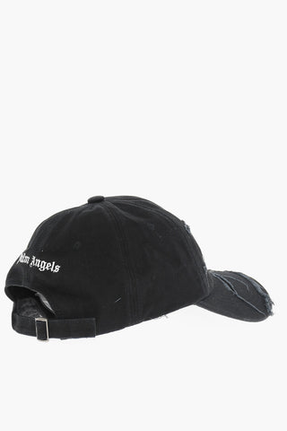 Distressed Effect Baseball Cap with Embroidered Logo