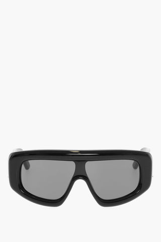 Solid Color Shield Sunglasses with Silver-Tone Details