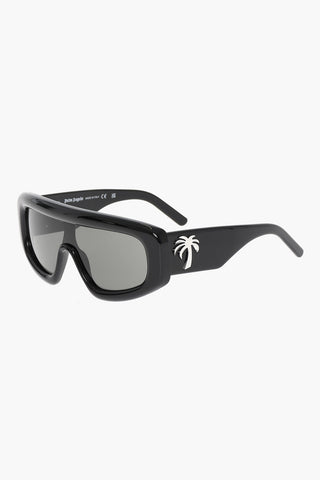Solid Color Shield Sunglasses with Silver-Tone Details