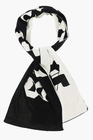 Two-Tone Wool Blend Scarf with Maxi Logo