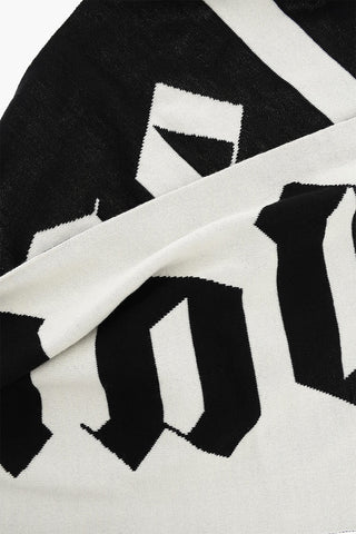 Two-Tone Wool Blend Scarf with Maxi Logo